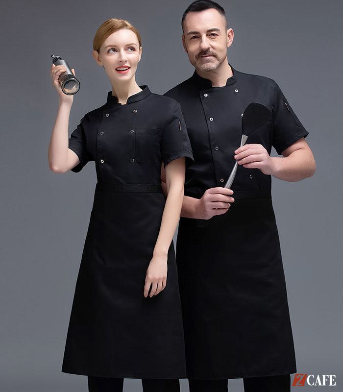Đồng phục nhà hàng bếp trường màu đen luôn nổi bật