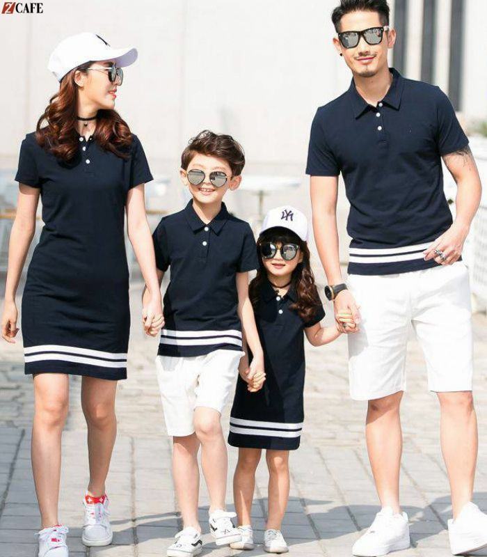 Kiểu áo đồng phục gia đình cổ bẻ đơn giản, thanh lịch (Ảnh: Internet)